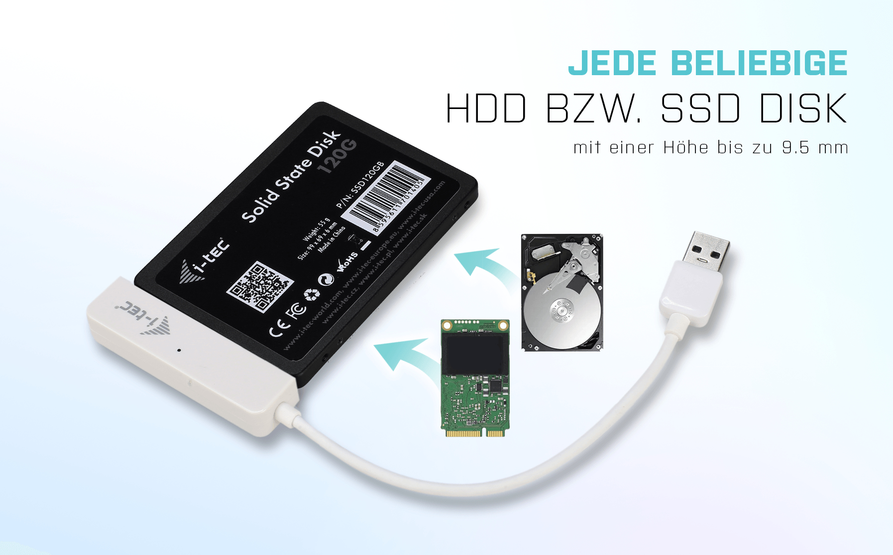 i-tec MySafe Advance 2.5" USB 3.0 SATA Gehäuse Weiß