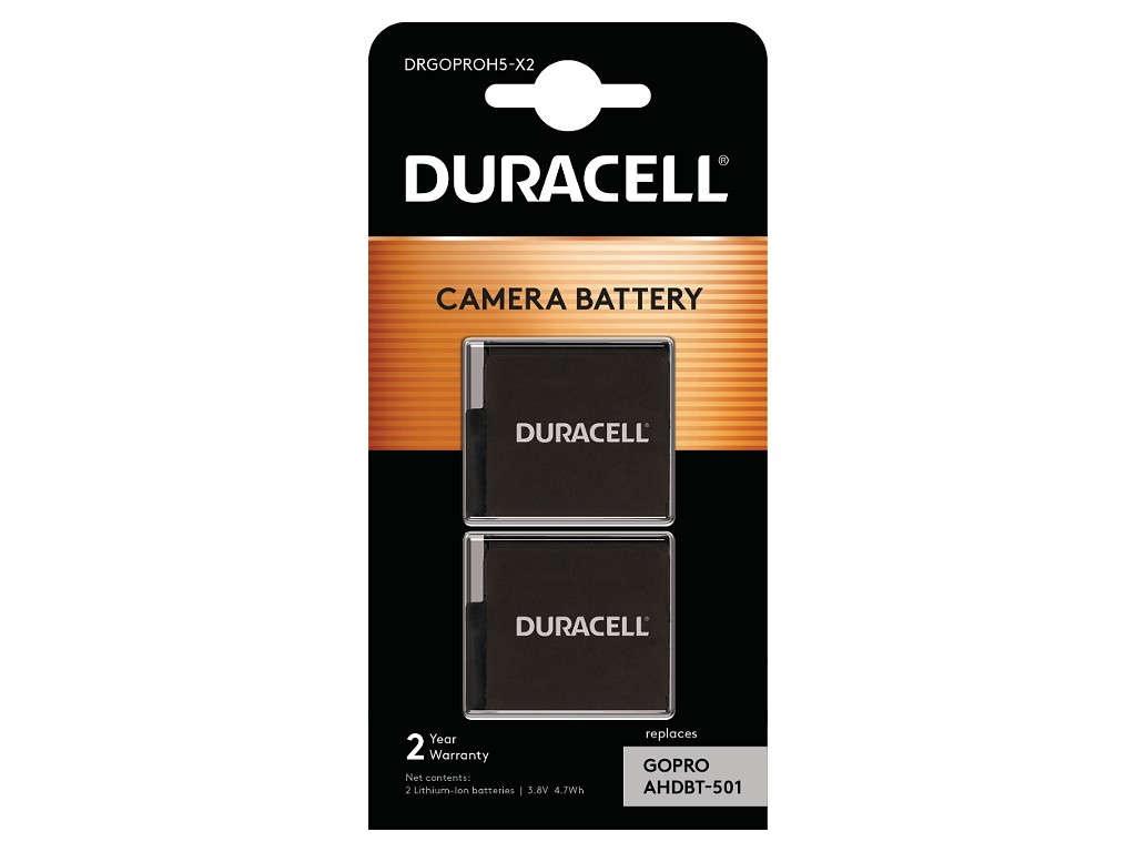 Duracell DRGOPROH5-X2 Kamera-Akku Li-Ion 3,8V 1250 mAh 2er-Pack Schwarz