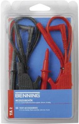 Benning Sicherheits-Messleitungs-Set [ Lamellenstecker 4 mm - Lamellenstecker 4 mm] 1.00 m Rot, Schwarz BENNING TA 2 (044125)