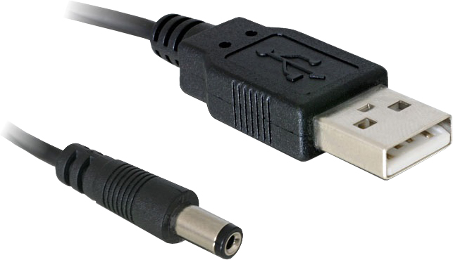 Delock USB Power Kabel auf DC 5,5 x 2,1 mm Stecker 1 m Schwarz
