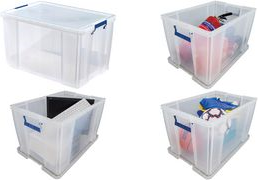 Fellowes Aufbewahrungsbox ProStore, 85 Liter, transparent transparent klar, aus stoßfestem, recycelbarem PP, mit - 1 Stück (7731101)