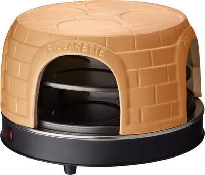 Emerio Pizzarette PO-113255.4 Pizzaofen Grill Raclette für 6 Personen 1.8 kW Terrakotta-Orange