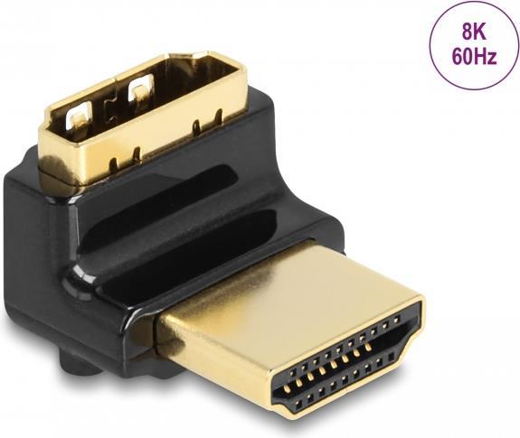 Delock HDMI Adapter Stecker zu Buchse 90° oben gewinkelt 8K 60 Hz Metall (60017)