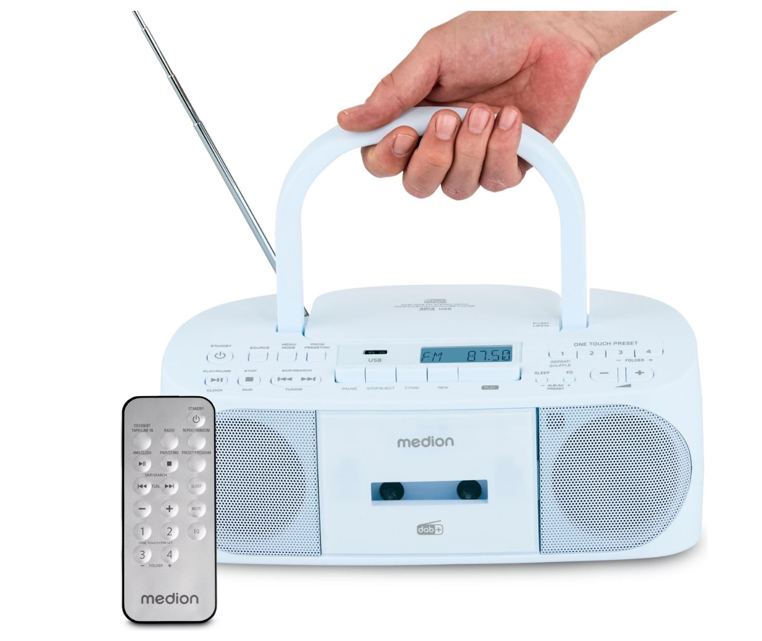 MEDION LIFE DRX-1 Plus Boombox blau DAB+ FM Bluetooth 6W RMS CD USB