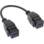 InLine® USB 3.2 Gen1 2x Keystone Adapterkabel, 2x USB A Keystone Buchse, 0,2m (76206D)