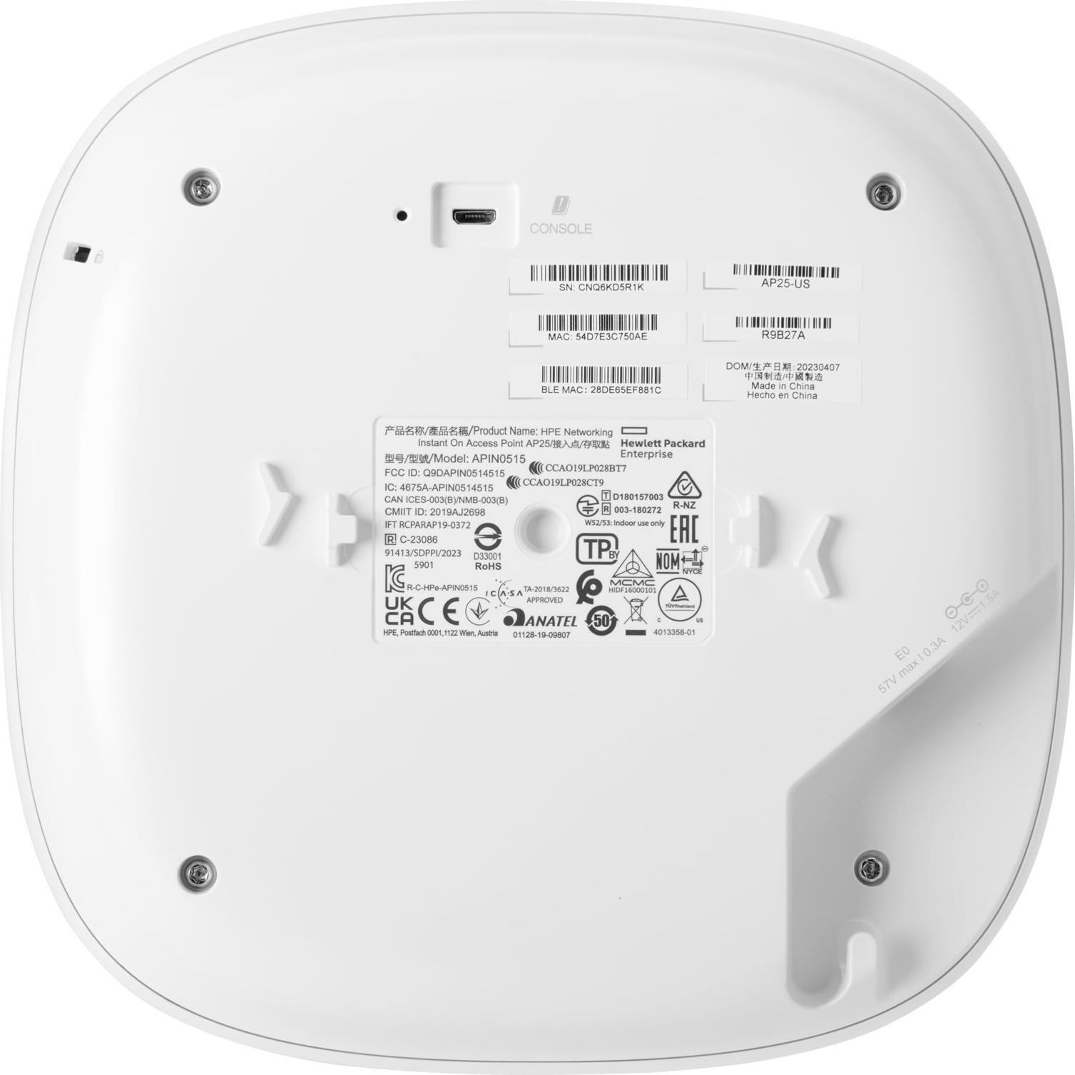 HPE Networking Instant On AP25 (EU) Access Point Wi-Fi 6 Weiß