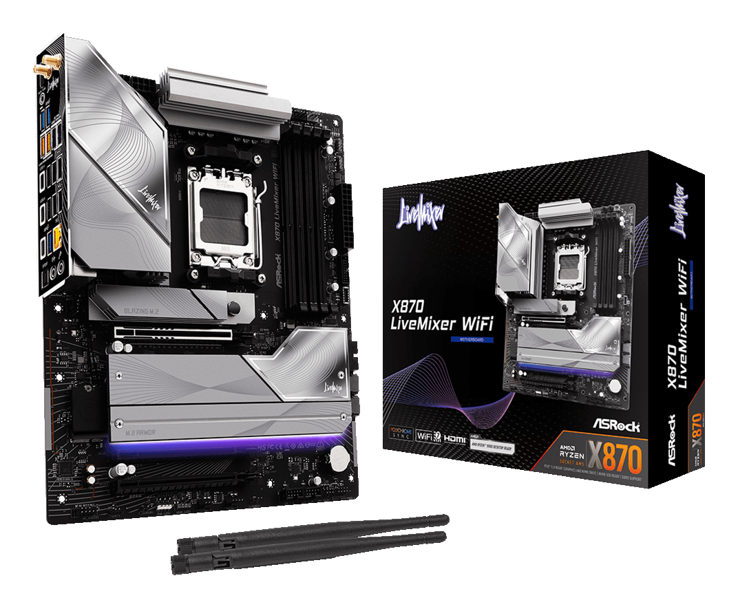 ASRock X870 LiveMixer WiFi Mainboard AMD X870 ATX Schwarz