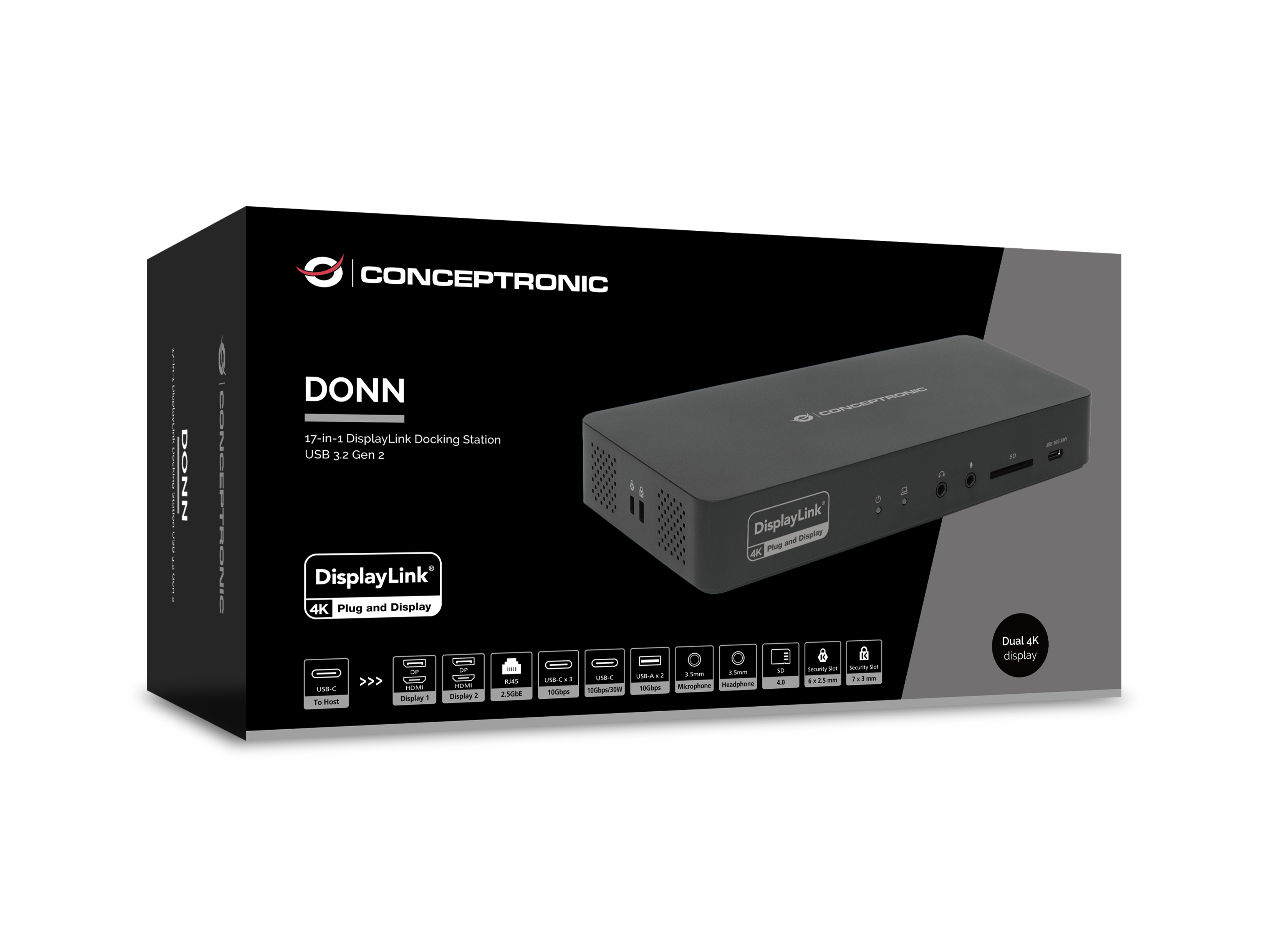 Conceptronic DONN31B 17-in-1 Dockingstation Schwarz