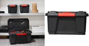 EDA Aufbewahrungsbox XPERT PRO, 70 L, schwarz / rot aus Polypropylen, robust, stapel- und nestbar, inkl. Deckel - 1 Stück (010145)