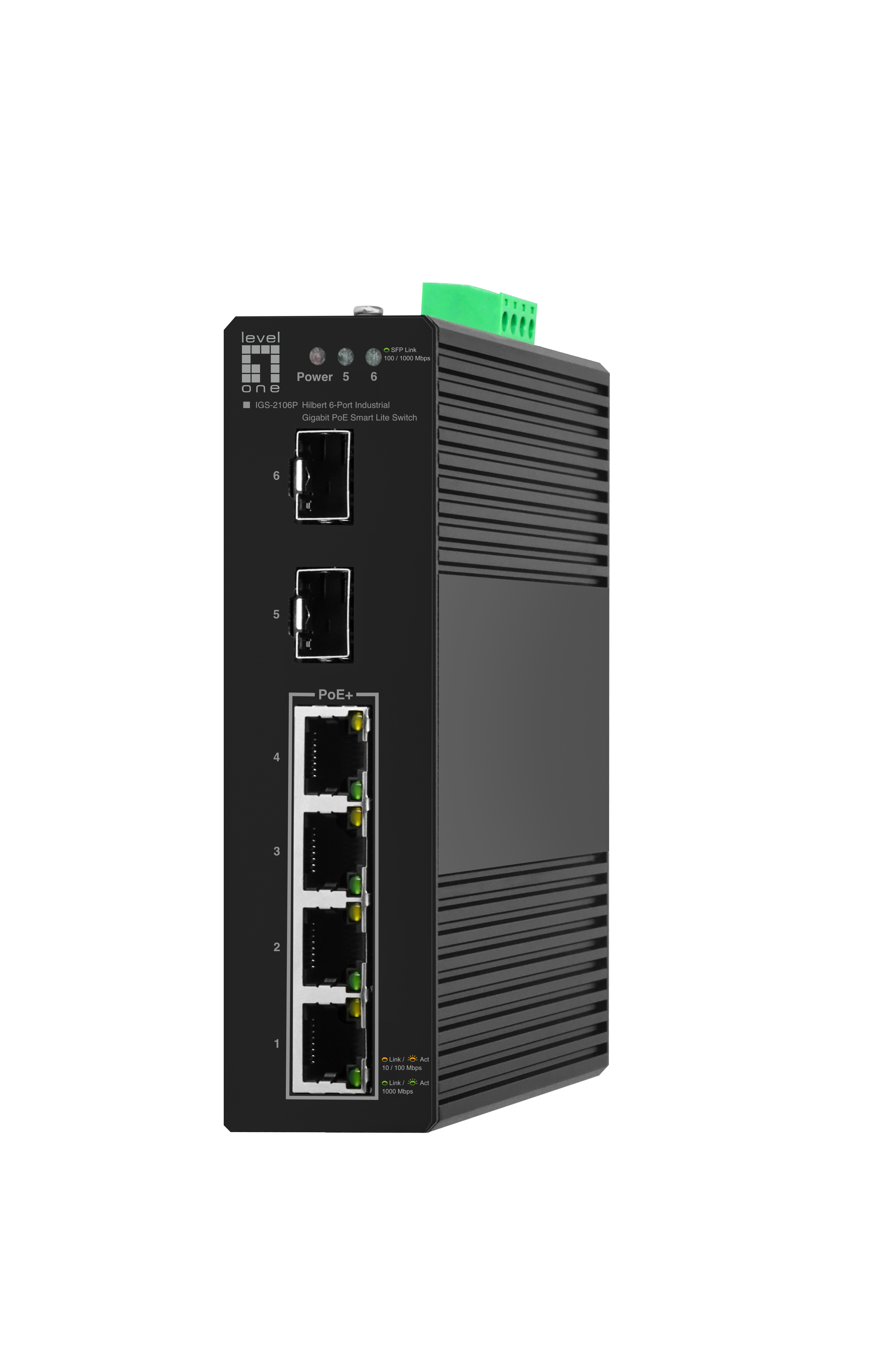 LevelOne Hilbert IGS-2106P Managed Switch 6-Port Gigabit 4x PoE 2x SFP Schwarz