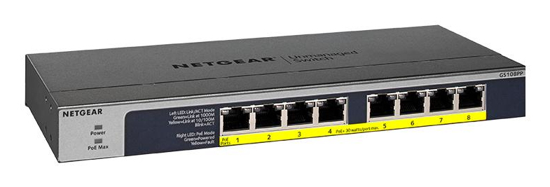 Netgear GS108PP Unmanaged Switch 8-Port Gigabit PoE+ Schwarz/Grau