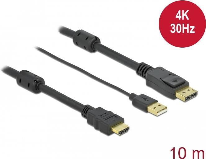 Delock HDMI zu DisplayPort Kabel 4K 30 Hz 10 m (85968)