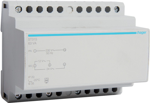 Hager Sicherheitstrafo 12V/5.25Ao.24V/2.63A ST315 (ST315)