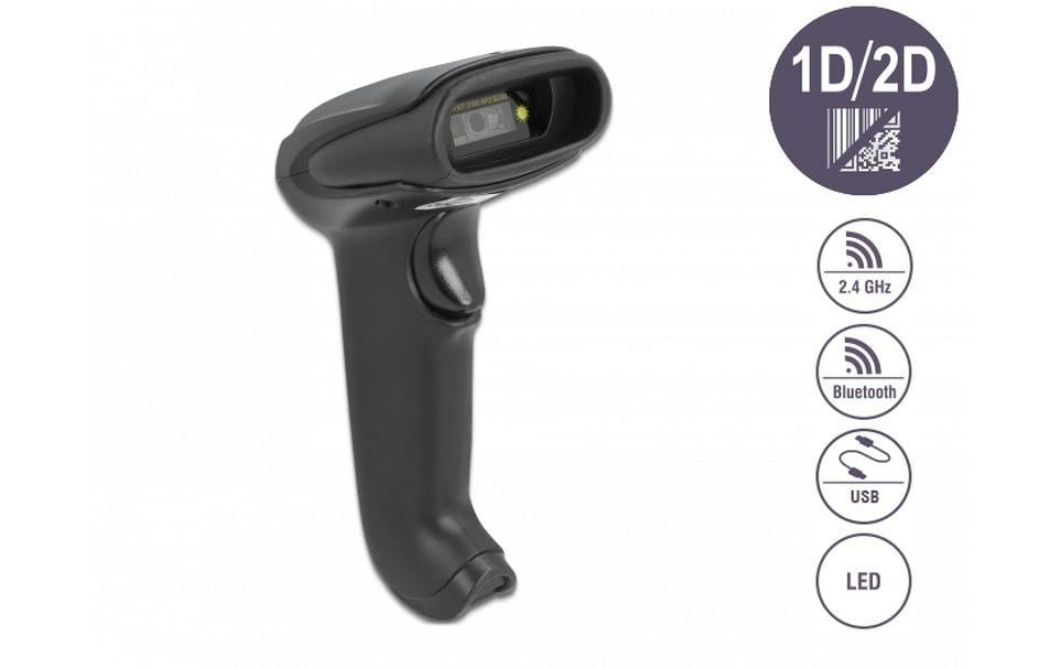 Delock 90562 Tragbarer Barcode-Scanner 1D/2D CMOS USB Bluetooth 2,4 GHz Schwarz