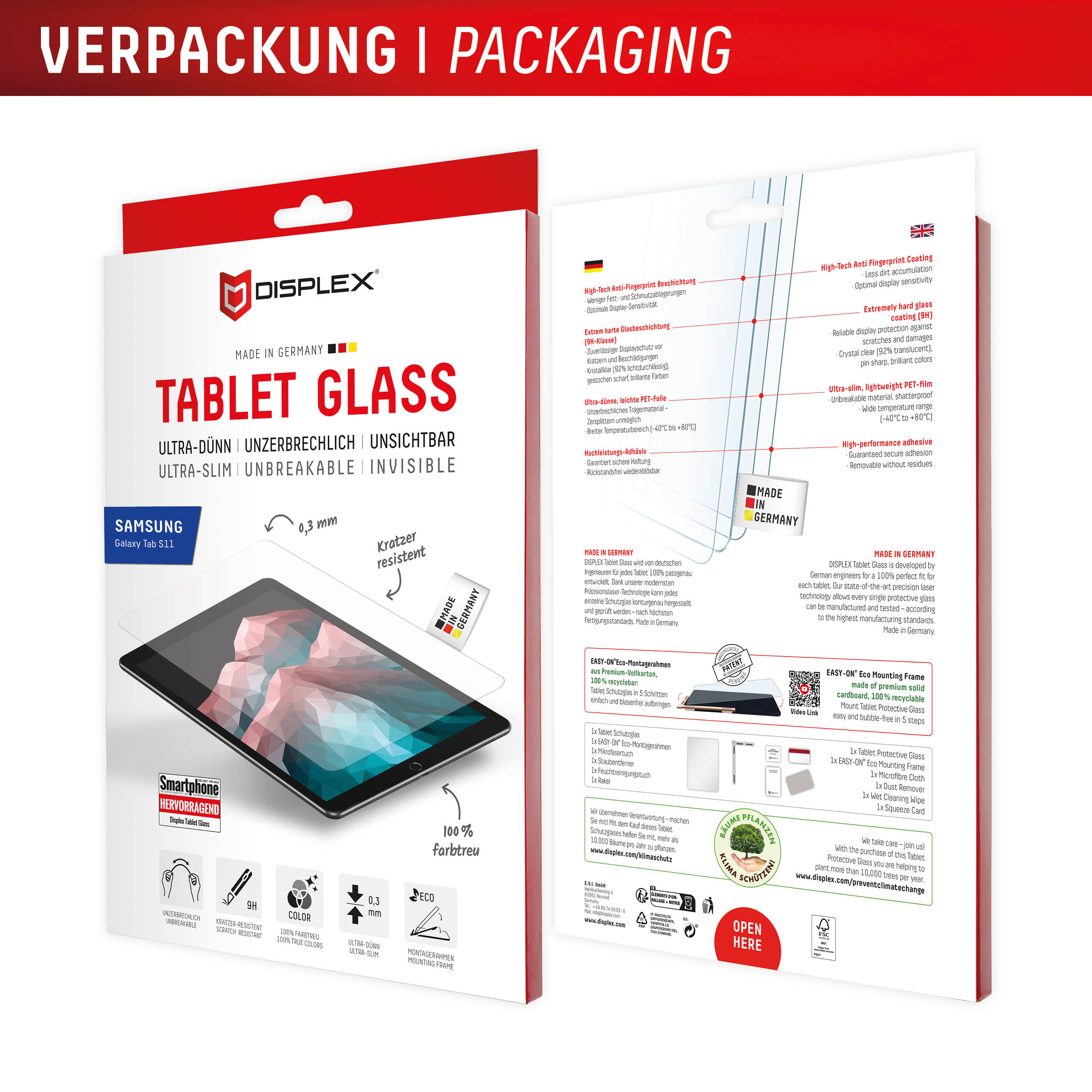 Displex Tablet Glass 9H für Samsung Galaxy Tab S11 Transparent