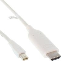 InLine® Mini DisplayPort zu HDMI Konverter Kabel, weiß, 2m, mit Audio (17172I)