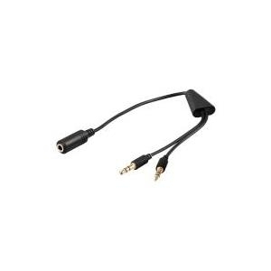 Wentronic Goobay Audio Adapter für Apple iPhone, Schwarz, 0.4 m - Verbindet ein iPhone-Stereo-Headset (3,5mm Klinkenstecker/4pol) mit einem PC oder Notebook. (48980)