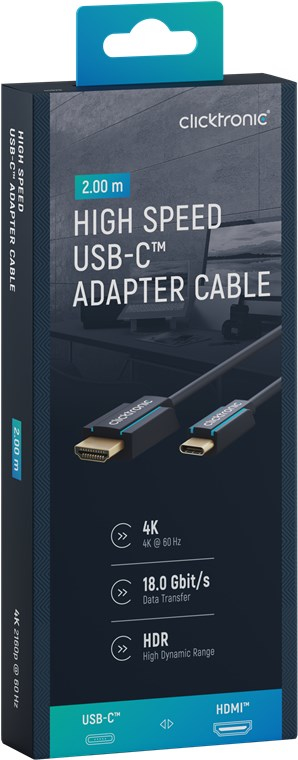 Clicktronic 44929 USB-C auf HDMI Kabel 2 m Blau