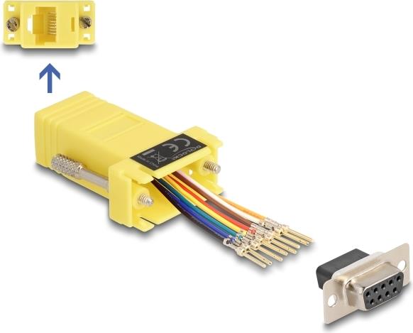 Delock D-Sub 9 Pin Buchse zu RJ45 Montagesatz gelb (67107)