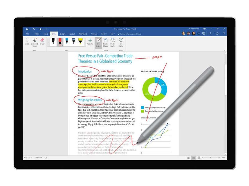 Microsoft Surface Pen M1776 Aktiver Stylus Bluetooth 4.0 Platin