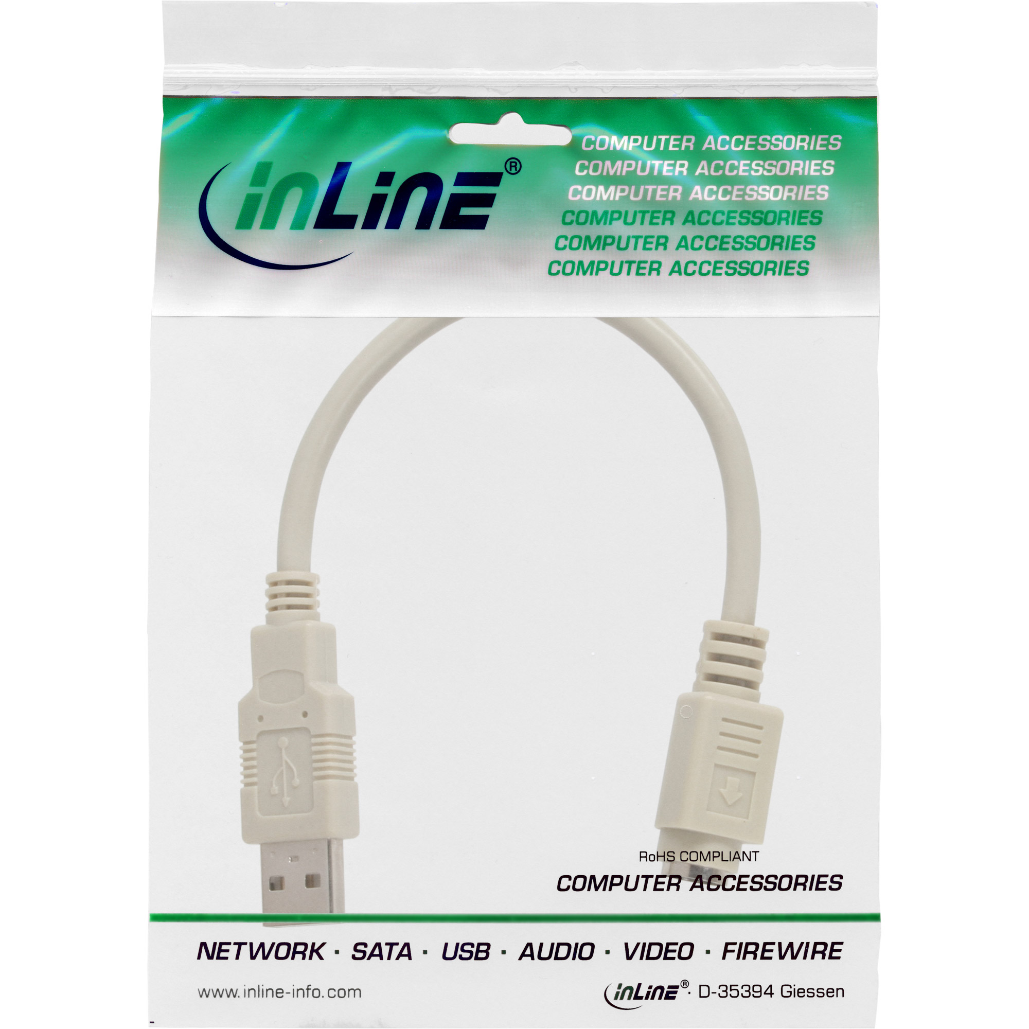 InLine Tastatur- / Maus-Adapter PS/2 (W) auf USB Typ A (M) 20 cm Beige