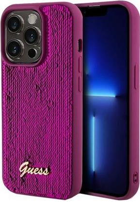 GUESS Hard Cover Script Logo Magenta, für iPhone 14 Pro Max, GUHCP14XPSFDGSK (GUHCP14XPSFDGSK)