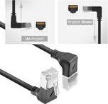 ACT Black 1 meter U/FTP CAT6A LSZH Slimline patch cable with RJ45 connectors 90? angled down to 90? angled up (DA7901)