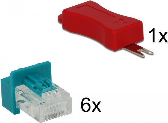 DeLOCK - LAN-Kabel Sicherheitsschloss-Set (Packung mit 6) (86425)