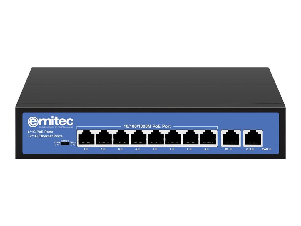 Ernitec ELECTRA-U08-1GB-110W Unmanaged Switch 8 Port Gigabit Ethernet PoE Schwarz