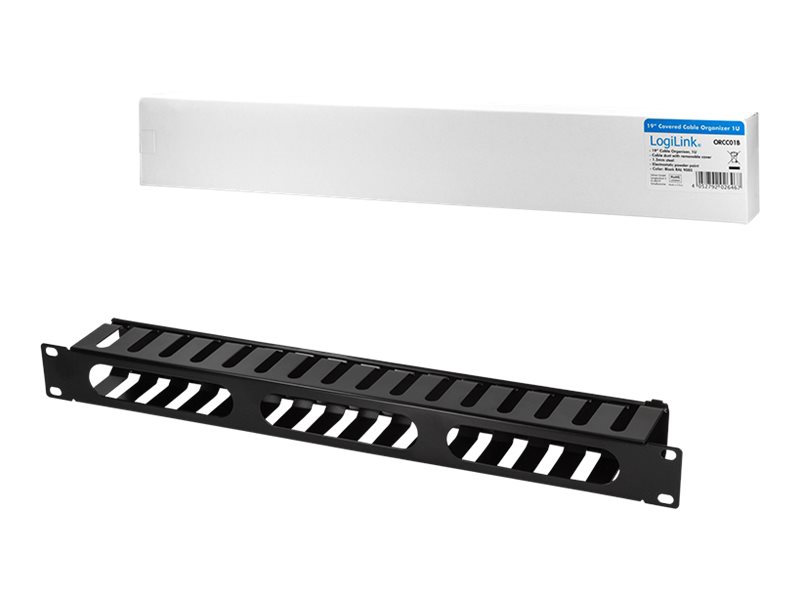LogiLink 19" Kabelpanel 1U mit Abdeckung Schwarz