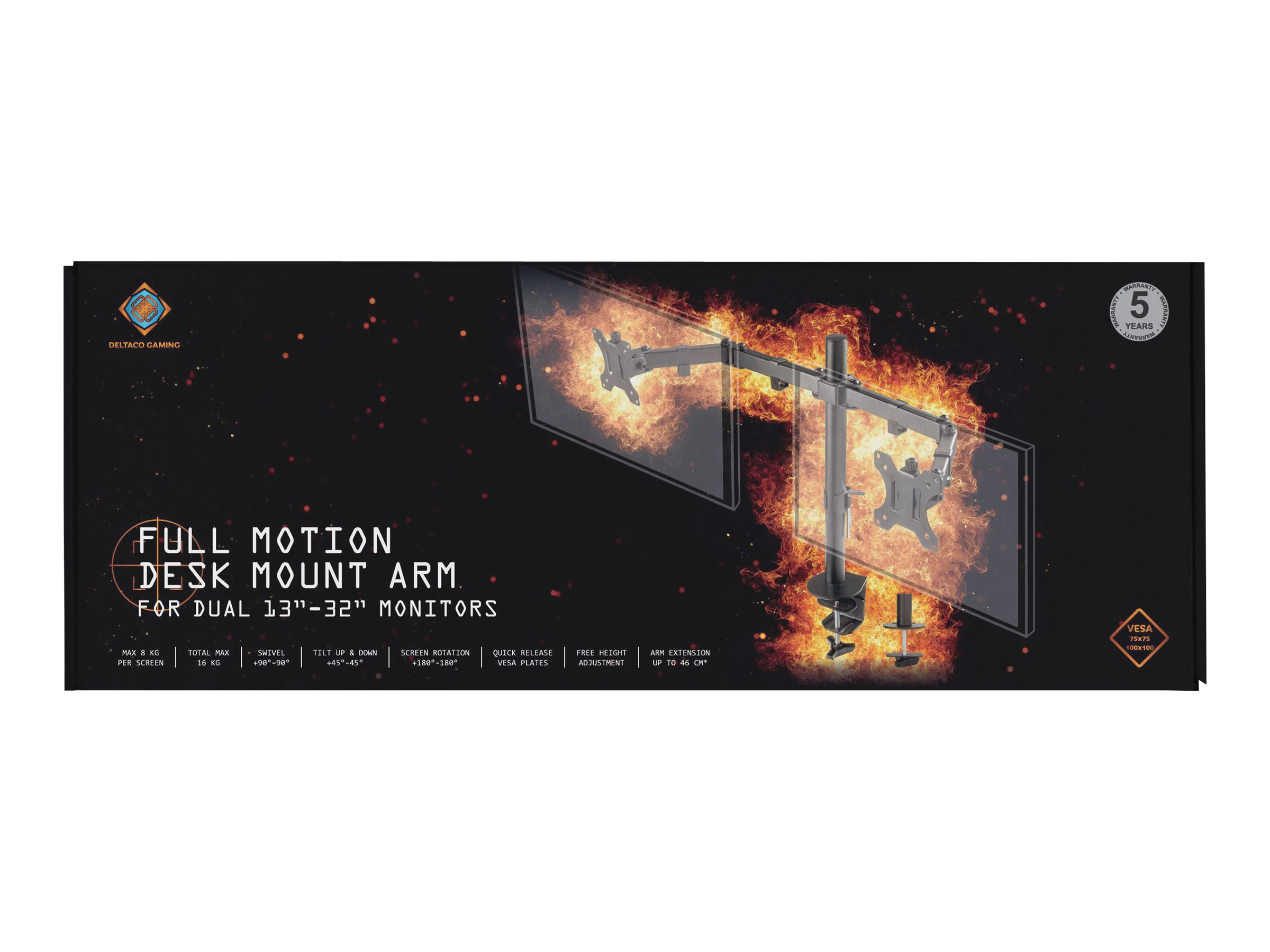 Deltaco Gaming GAM-040 Dual Monitor Tischhalterung 13"-32" Schwarz