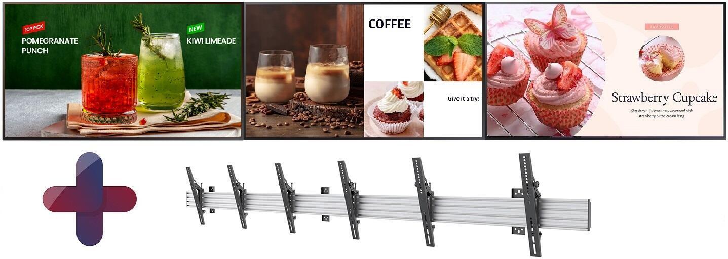 Samsung Menuboard 3x BE43D-H Smart Signage TV 109,22 cm 43 Zoll inkl. Neomounts NMPRO-WMB3 Wandhalterung (LH43BEDHLGUXEN+NMPRO-WMB3)