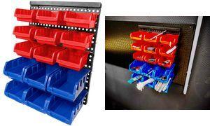 BRÜDER MANNESMANN Kleinteile-Aufbewahrung, 16-teilig für die Wandmontage, aus Kunststoff, - 1 Stück (M41561)