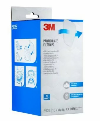 3M 5925 Partikelfilter P2 EN 143:2021, 10 Paar, Weiß