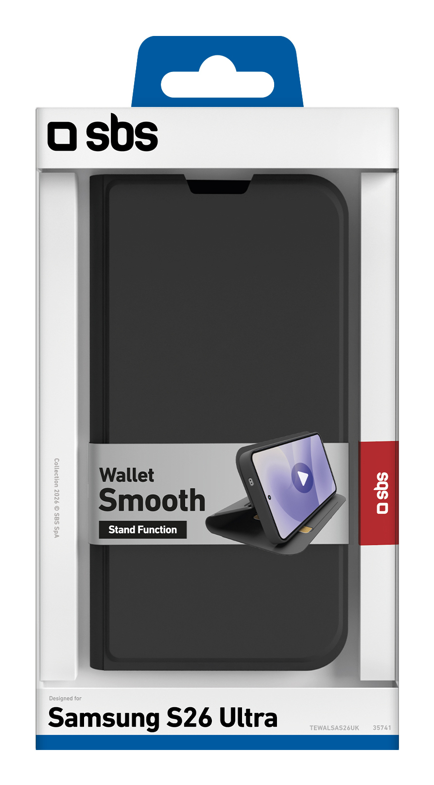 SBS Wallet Stand Handyhülle Galaxy S26 Ultra Schwarz