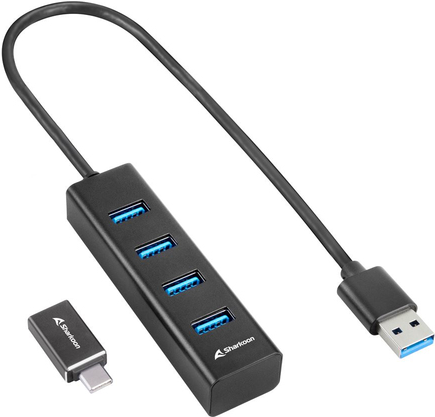 Sharkoon 4044951037582 Schnittstellen-Hub USB 3.2 Gen 1 (3.1 Gen 1) Type-C 5000 Mbit/s Schwarz (4044951037582)