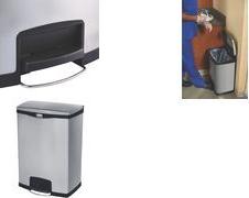 Rubbermaid Tret-Abfalleimer Slim Jim, aus Metall, 90 Liter silber/schwarz, aus Edelstahl, mit Pedal an der Breiteseite, - 1 Stück (1901999)