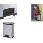 Rubbermaid Tret-Abfalleimer Slim Jim, aus Metall, 90 Liter silber/schwarz, aus Edelstahl, mit Pedal an der Breiteseite, - 1 Stück (1901999)