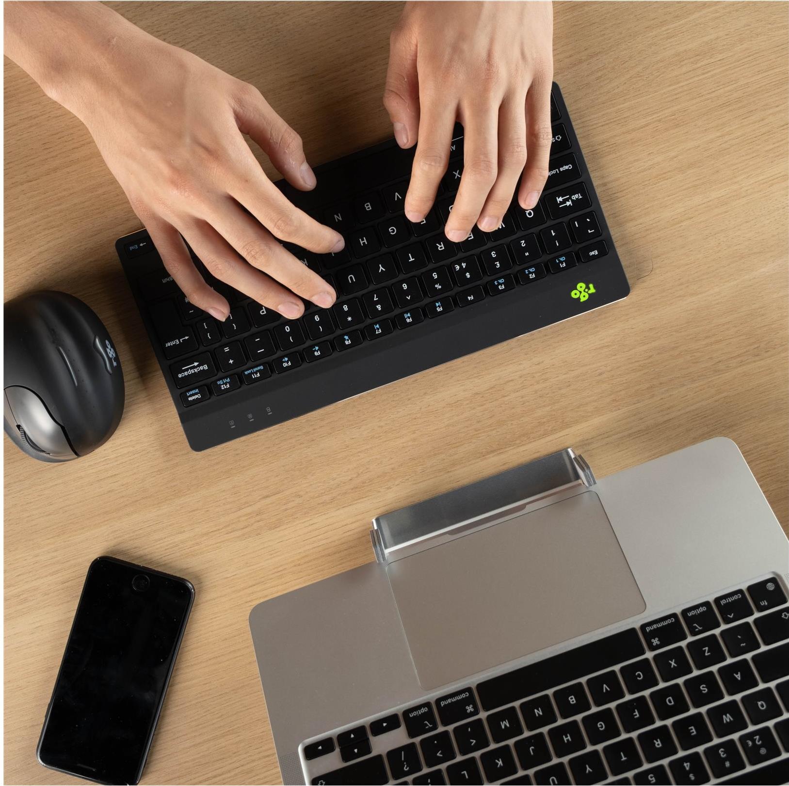 R-Go Ergonomische Tastatur Compact break Bluetooth QWERTY US Englisch Schwarz