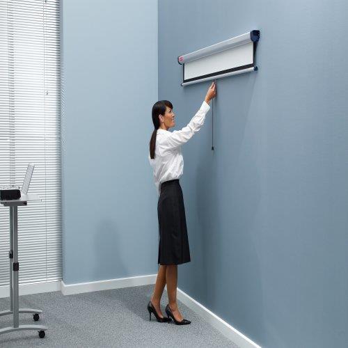 Nobo Roll-Leinwand 1902394 4:3 2400 x 1813 mm Hellgrau, Black Border