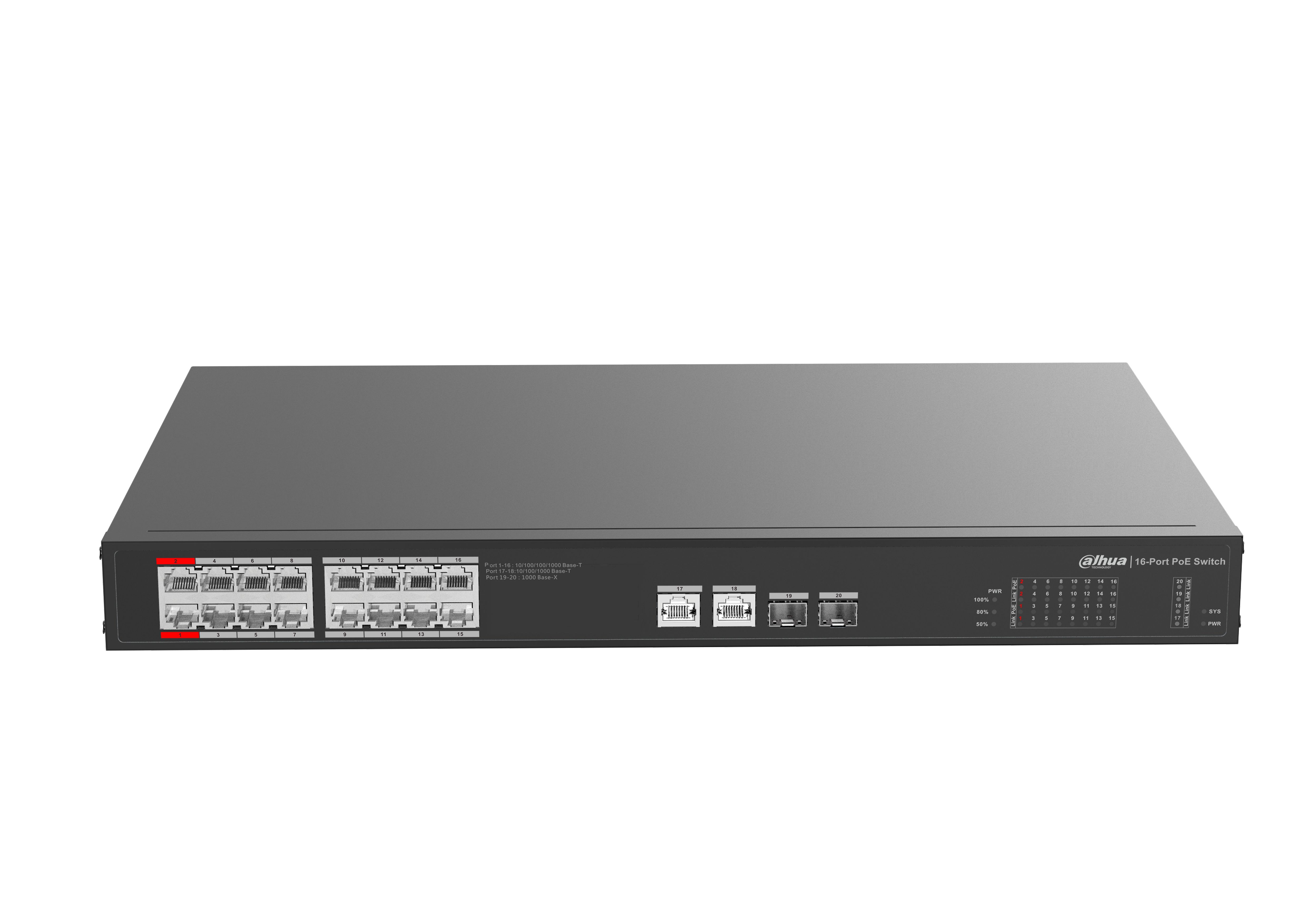 DAHUA DH-PFS3220-16GT-190 20-Port Unmanaged Gigabit Switch with 16-Port PoE (DH-PFS3220-16GT-190)