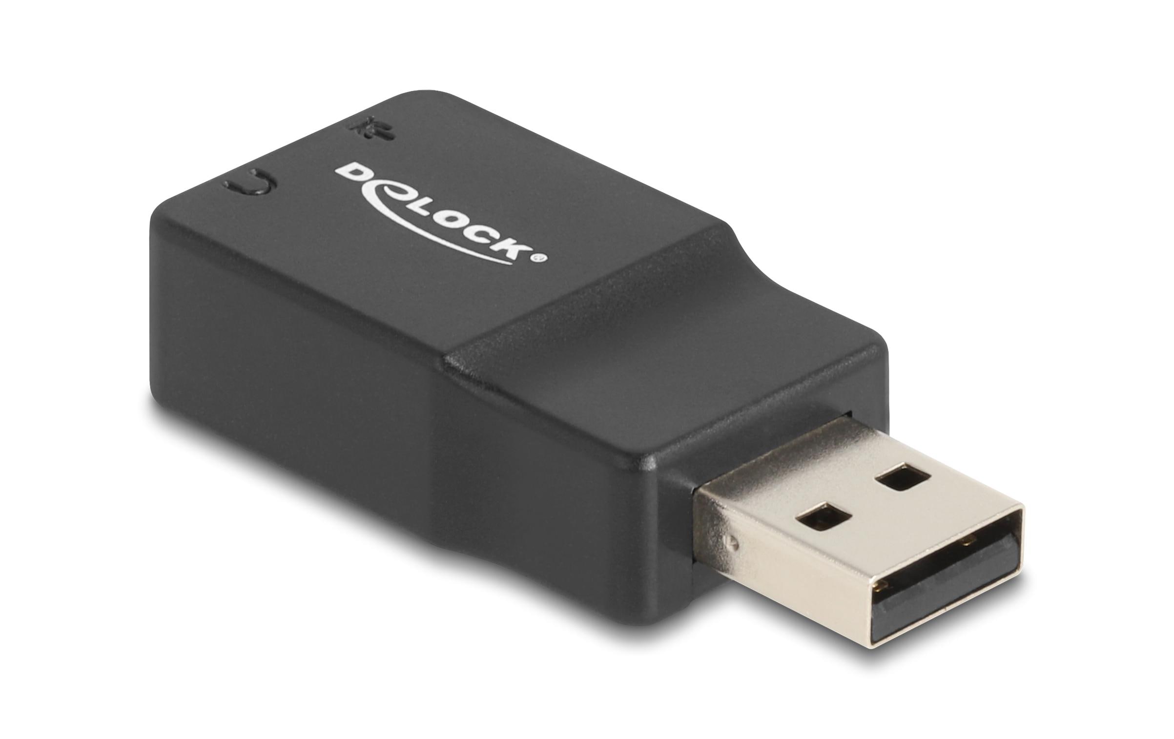 Delock 66634 Externe USB Soundkarte USB 2.0 Typ-A auf 2 x 3,5 mm Klinke Schwarz