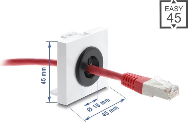 Delock Easy 45 Kabeldurchführung rund O weiß schwarz (91072)