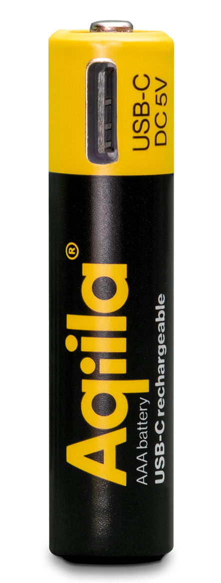 AQIILA AQ60AAA374C4 AAA Akku 600 mAh 1.5 V USB-C Schwarz, Gelb