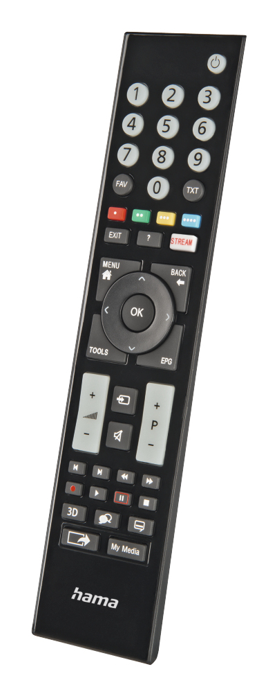 Hama Universal-Fernbedienung für Grundig TVs IR lernfähig leuchtende Tasten Schwarz