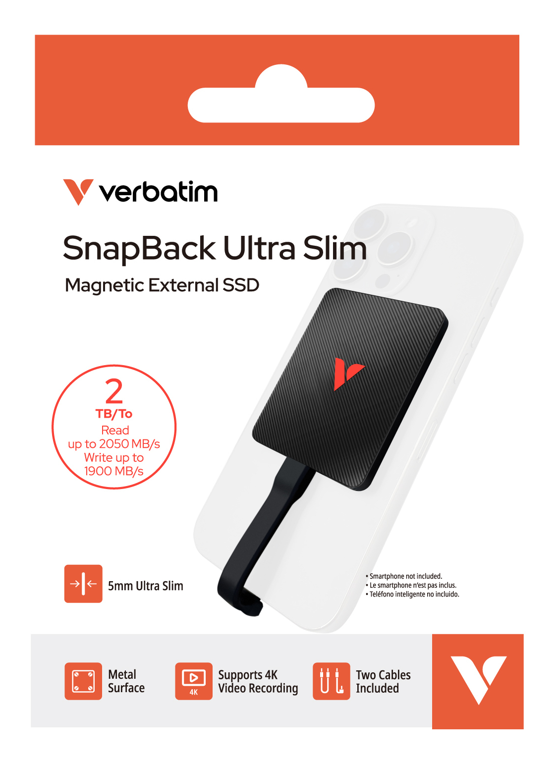 Verbatim SnapBack Ultra Slim Externe SSD 2 TB USB 3.2 Gen 2x2 Schwarz