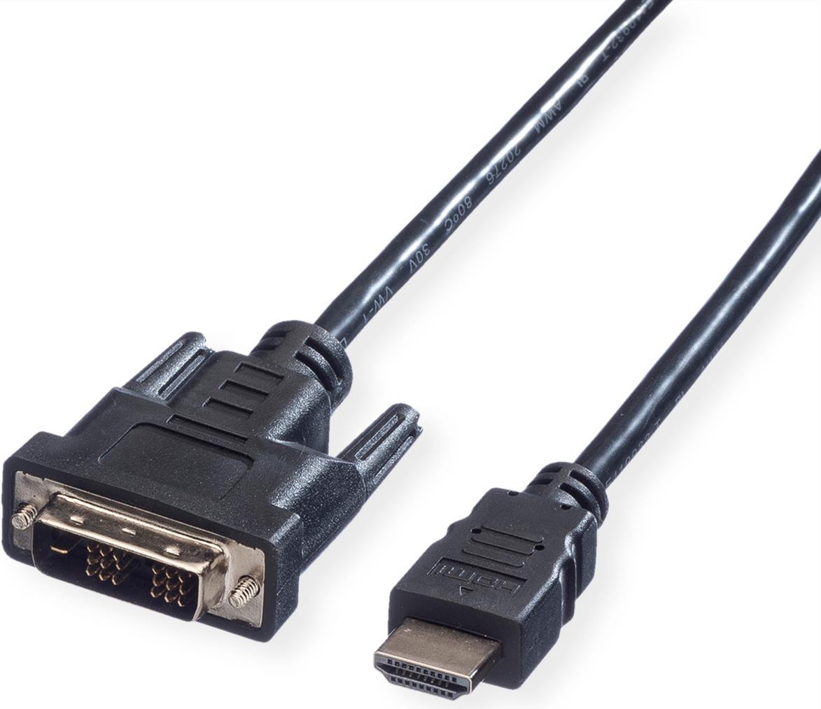 VALUE Kabel DVI (18+1) ST - HDMI ST, schwarz, 1,5 m (11.99.5516)