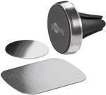 Goobay Magnethalterungs-Set Universal im Slim Design, Schwarz-Silber - zur einfachen und sicheren Befestigung mobiler Kleingeräte im Fahrzeug (38685)