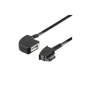 Wentronic Goobay TAE-F Verlängerung 4-polig, Schwarz, 15 m - TAE-F-Stecker auf TAE-F-Buchse (68000)