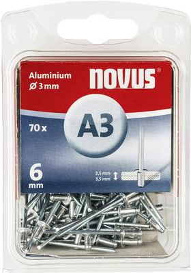 Novus 016039 Blindniete (Ø x L) 3 mm x 6 mm Aluminium Aluminium 70 St. (016039)